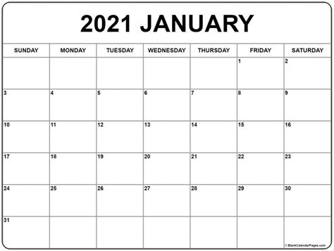 2021 yearly printable calendars in microsoft word, excel and pdf. Free January 2021 Printable Calendar Template