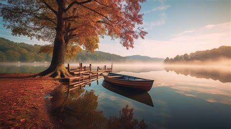 Premium Ai Image Generative Ai Lakeside Serenity Photograph Tranquil