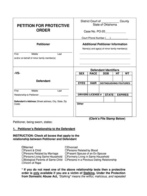 Oklahoma Form Protective Order Fill Out And Sign Printable Pdf Template Signnow