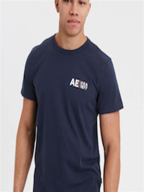 Buy American Eagle Outfitters Men Navy Blue Printed Round Neck T Shirt