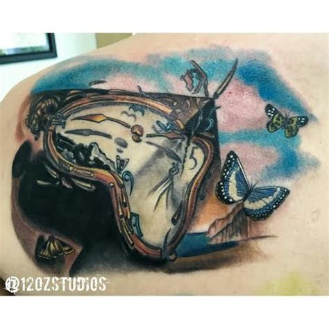 Incredible Salvador Dali Melting Clock Tattoo From The Persistence Of