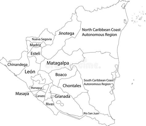 Vit Karta Ver Nicaragua Vektor Illustrationer Illustration Av Ber M