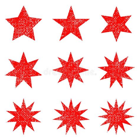Collection Retro Stars Shapes Red Sparkles Vintage Postal Stamps And