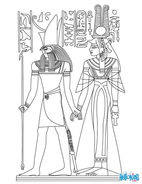 Egyptian Coloring Pages Horus And Nefertiti Deities Coloring Page Ancient Egypt Pictures