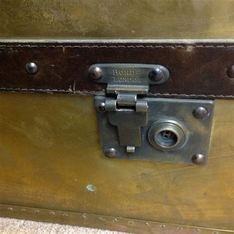 Vintage Bond St Of London Distressed Brass And Leather Chest Or Trunk