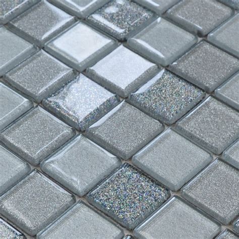 Gray Crystal Glass Mosaic Tiles Design Kitchen Bathroom