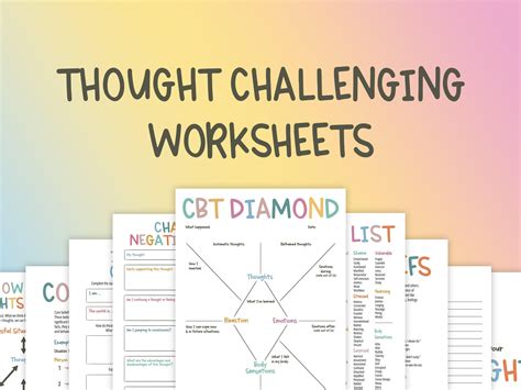 Thought Challenging Worksheets Cbt Cbt Therapy Therapy Worksheets