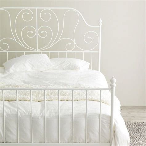 White Metal Bed Frame Standard Double Leirvik Ikea Bed Frame In