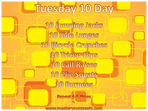 Workout Tuesday 10 Day Quick Workout Tuesday Workout Workout
