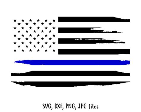 Thin Blue Line American Flag Svg File Grunge Style America Etsy