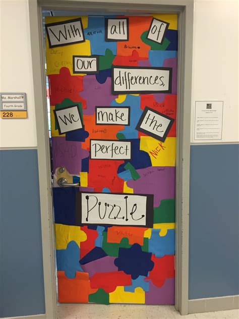 no place for hate door decoration with all of our differences we make the perfect puzzle