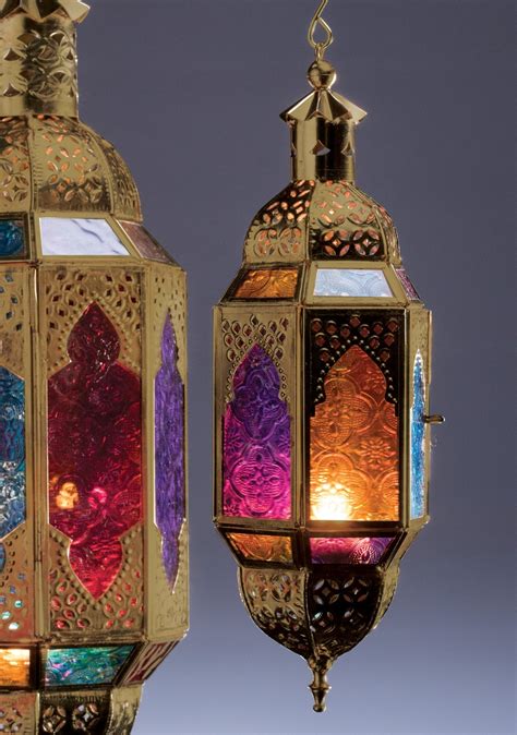 Hanging Moroccan Lantern Ethical Tea Light Holder Gold Finish Moroccan