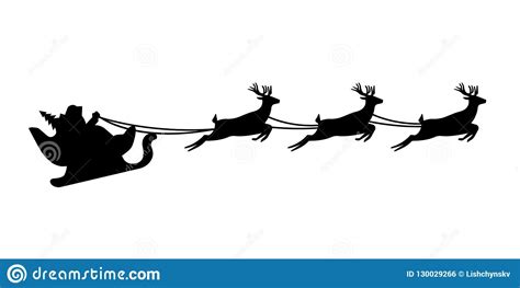 Santa Claus Silhouette Riding A Sleigh With Deers Vector Illustration Stock Vector