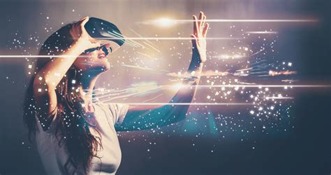 Digital Screen With Young Woman Using Vr Virtual Reality Headset Live