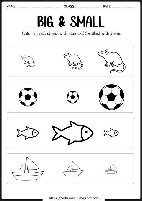 Big And Small Worksheet For Kids Pre Math Concepts