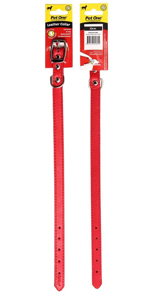 Pet One Leather Dog Collar 30cm Red