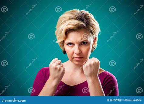Angry Woman Showing Fists At Camera People Lifestyle And Emotions
