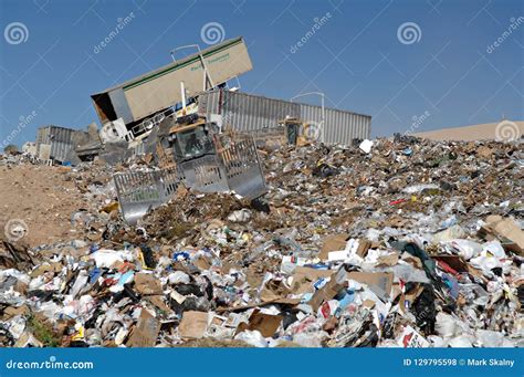 Equipment Working To Control Landfill Waste Editorial Stock Photo