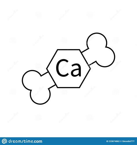 Calcium Chemical Element And Bone Icon Vector Clipart And Drawing