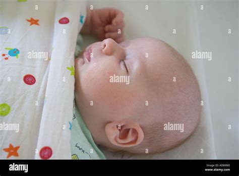 Baby Sleeping In A Cradle Stock Photo Alamy