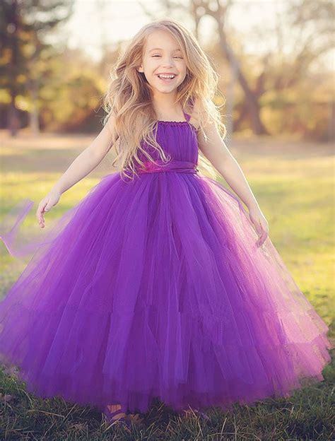 Purple Baby Bridesmaid Flower Girl Tutu Wedding Dress Tulle Fluffy Ball