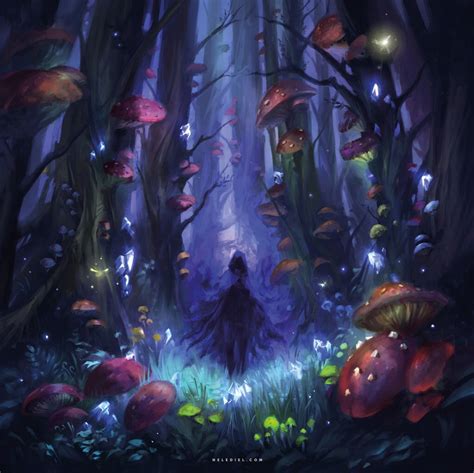 Dark Mushroom Forest By Nele Diel On Deviantart Fantasy Art Forest