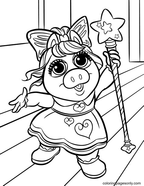 Beautiful Piggy Muppet Babies Coloring Page Free Printable Coloring Pages