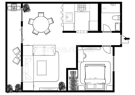 Apartment Plan Layout House Plan Space Floor Plan Stock Illustration