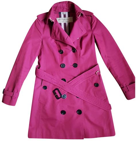 Burberry Pink Cotton Trench Coats Shopstyle