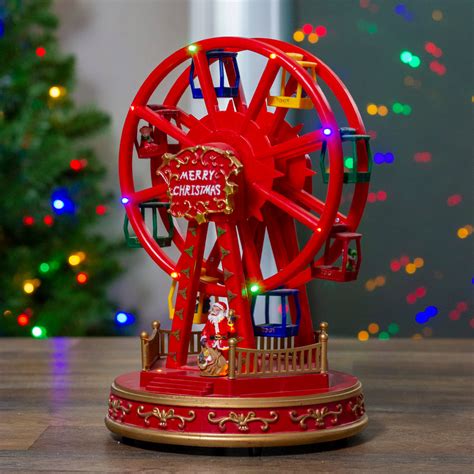 1125 Red And Gold Led Lighted And Musical Rotating Christmas Ferris Wheel