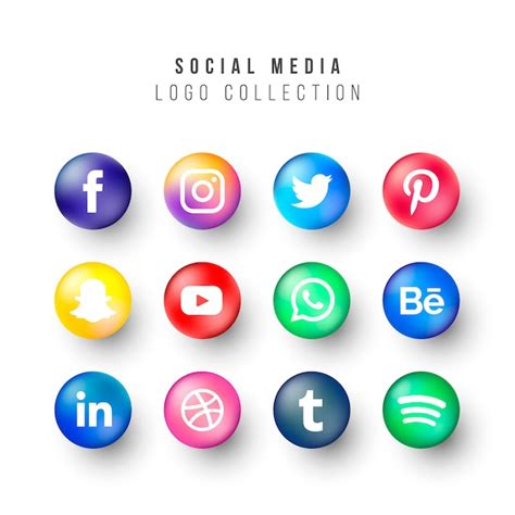 Social Media Logos Collection With Realistic Circles Vector Free Download