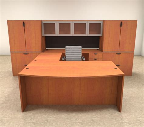 7pc U Shaped Modern Contemporary Executive Office Desk Set Of Con U16