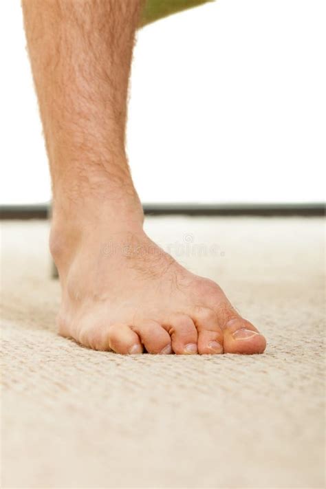 Closeup Of Man Foot Standing On Carpet Stock Photo Image Of Toes