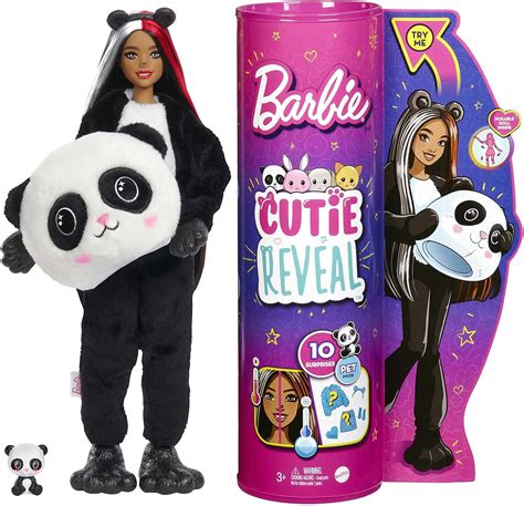 Barbie Cutie Reveal Doll With Panda Plush Costume 10 Surprises