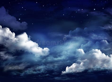 Abstract Fantasy Night Sky With Clouds And Shining Stock Photo Image
