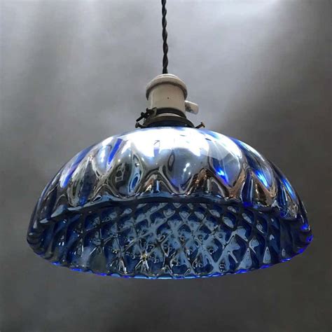 Industrial Quilted Blue Mercury Glass Pendant Light Mercury Glass Pendant Light Glass