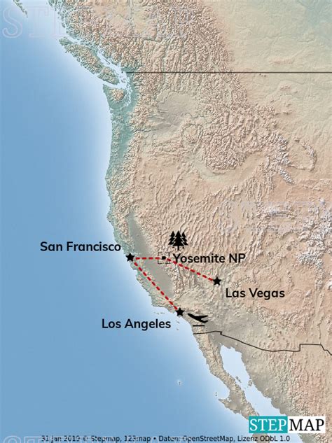 Stepmap West Coast Usa Landkarte Für Nordamerika