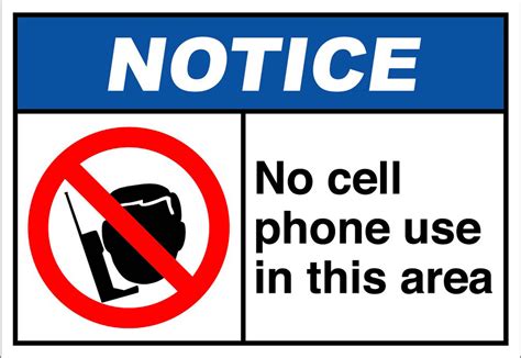 No Cell Phone Use In This Area Notice Osha Ansi Aluminum