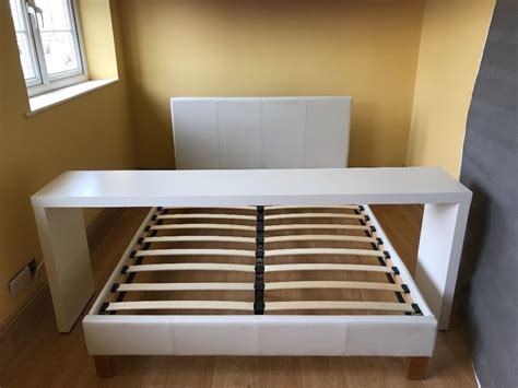 Ikea Malm White Double Bed Over Bed Table Table Length 75 Table