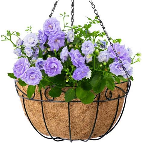 4 Pack Metal Hanging Planter Basket With Coco Coir Liner 14 Inch Round