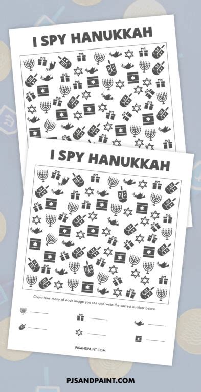 Hanukkah I Spy Free Printable Game Pjs And Paint