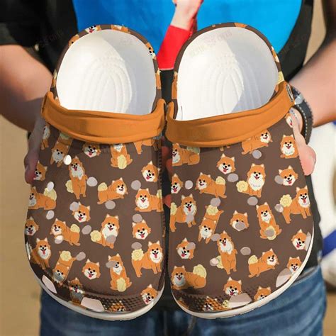 Pomeranian Pattern Crocs Classic Clogs Shoes Lightweight Construction With Breathable Mesh