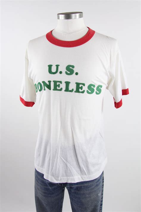 Vintage 70s Ringer T Shirt Us Boneless Felt Iron On Tee Shirt Mens Size Medium