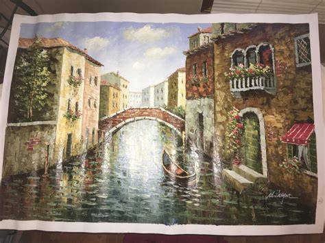 Oil Painting On Canvas Of Venice Canal By M Chapot InstAppraisal
