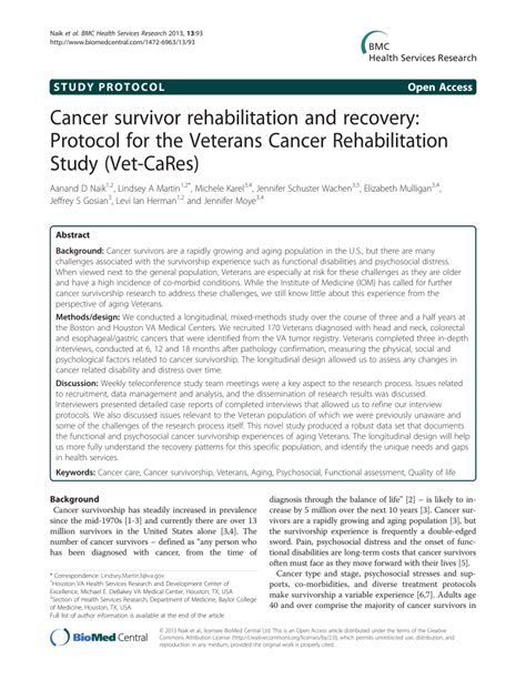 Pdf Cancer Survivor Rehabilitation And Recovery Protocol For The