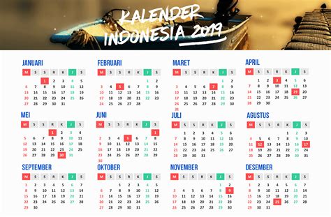 Kalender 2019 Indonesia Dan Rekomendasi Liburannya Kalender Desain Images