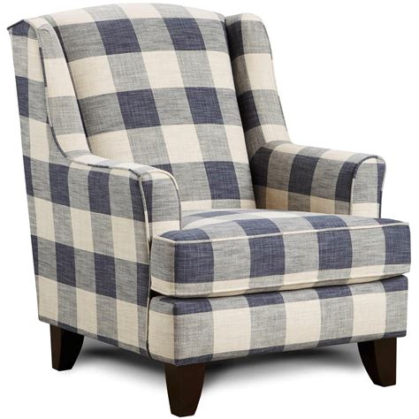 Fusion Furniture 260 Transitional Plaid Wing Back Chair Howell