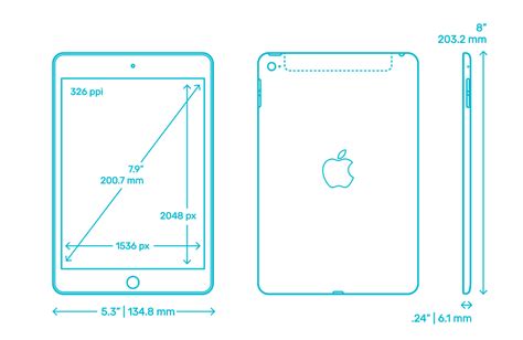 Apple Ipad Mini 4 4th Gen 2015 Dimensions And Drawings Dimensionsguide