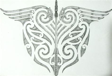 Cool Maori Art Designs Maori Tribal And Taiaha Back Tattoo Design By