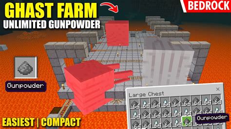 Easiest And Compact Unlimited Gunpowder Ghast Farm Minecraft Bedrock Youtube